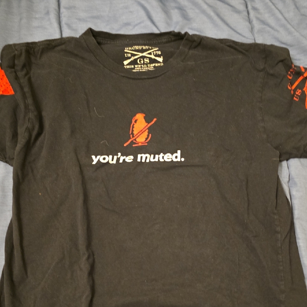 Grunt Style Black Tee "you're muted." Graphic
